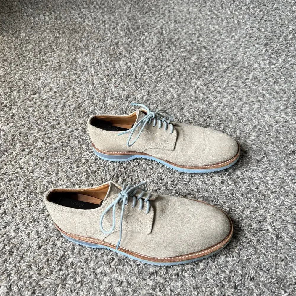 WALK-OVER Men’s Ivory Cream Oxford Suede Leather Shoes Size US 8.5 M VTG